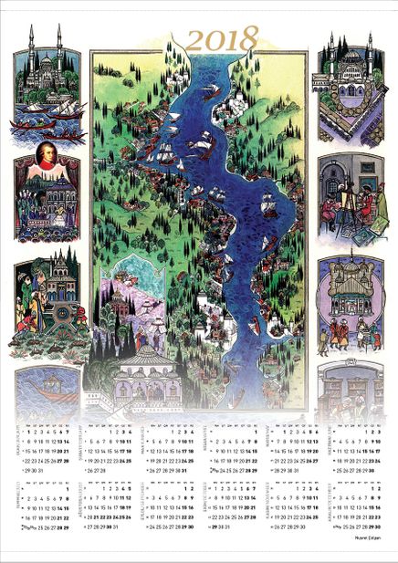 2018 Takvimli Poster - Minyaturler - Nusret Çolpan