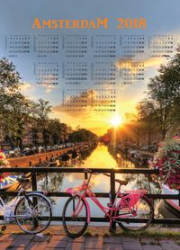 2018 Takvimli Poster - Şehirler - Amsterdam