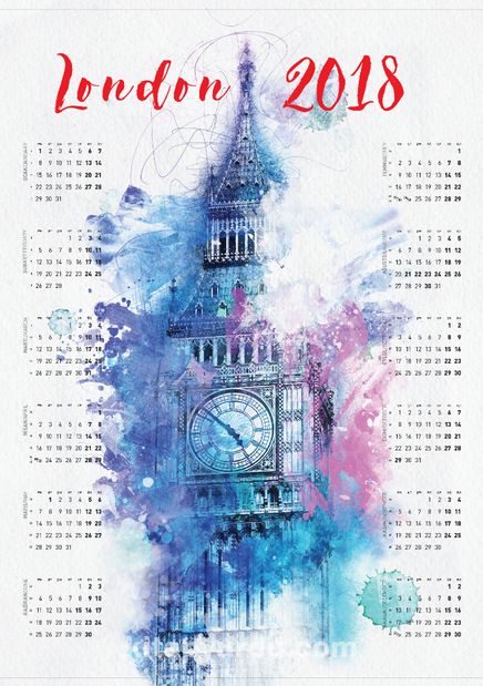 2018 Takvimli Poster - Şehirler - London - Big Ben