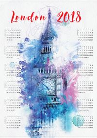 2018 Takvimli Poster - Şehirler - London - Big Ben