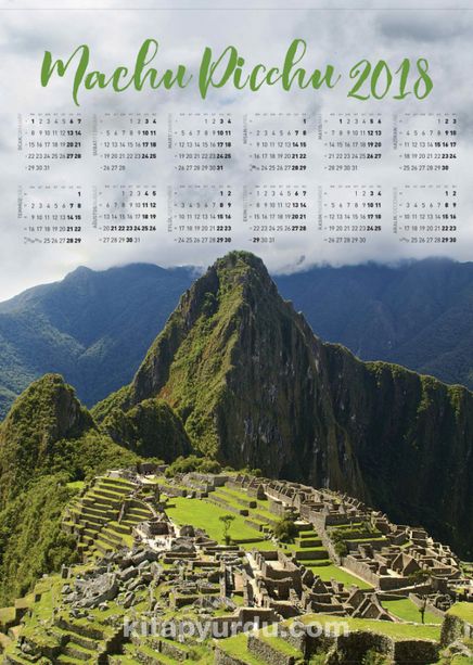 2018 Takvimli Poster - Yüksekler - Machu-Picchu