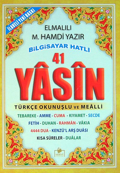 41 Yasin Bilgisayar Hatlı Türkçe Okunuşlu ve Mealli (Çanta Boy
