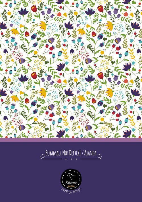 Boyamalı Not Defteri - Ajanda (Çiçekli)