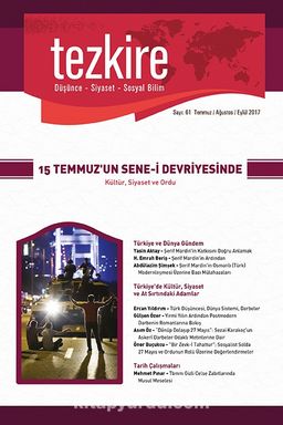 Tezkire Düşünce-Siyaset-Sosyal Bilim Dergisi Sayı:61 Temmuz-Ağustos-Eylül 2017