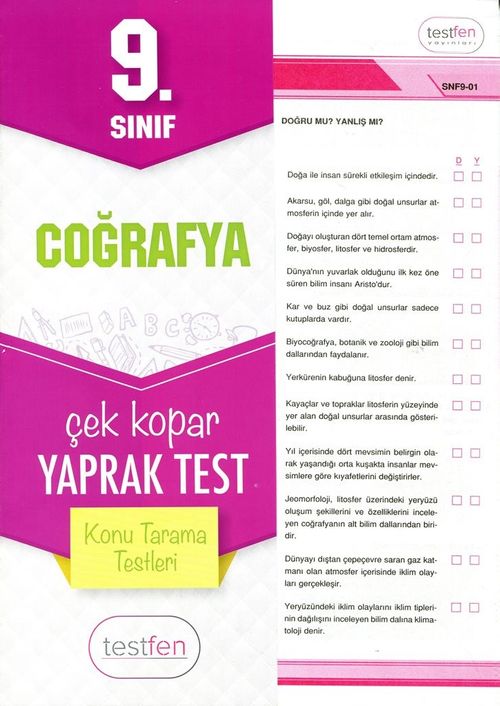 9. Sınıf Coğrafya Konu Tarama Yaprak Testleri