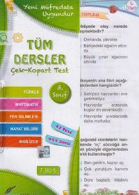 3. Sınıf Tüm Dersler Çek Kopart Yaprak Test