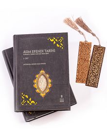 Asım Tarihi (2 Cilt) + Ahşap Ayraç - Osmanlı Desen + Ahşap Ayraç - Lale - Rölyef Cevizli 
