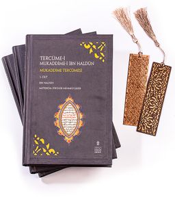 Tercüme-i Mukaddime-İ İbn Haldun (3 Cilt) + Ahşap Ayraç - Osmanlı Desen + Ahşap Ayraç - Lale - Rölyef Cevizli 