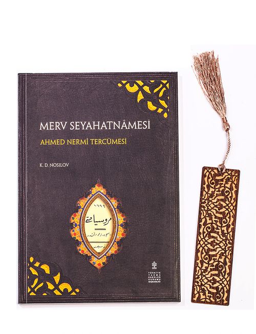 Merv Seyahatnamesi + Ahşap Ayraç - Lale - Rölyef Cevizli 