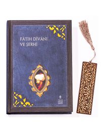 Fatih Divanı ve Şerhi (Ciltli) + Ahşap Ayraç - Lale - Rölyef Cevizli 