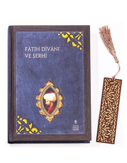 Fatih Divanı ve Şerhi (Ciltli) + Ahşap Ayraç - Lale - Rölyef Cevizli 