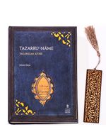 Tazarru'name Yakarışlar Kitabı + Ahşap Ayraç - Lale - Rölyef Cevizli 