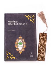Menakıb-ı İbrahim Gülşeni + Ahşap Ayraç - Lale - Rölyef Cevizli