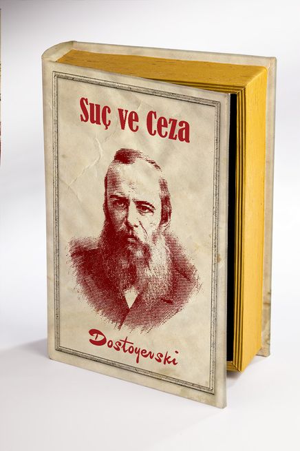 Kitap Şeklinde Ahşap Kutu - Tarih ve Yazarlar - Suç ve Ceza - Dostoyevski