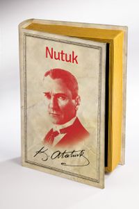 Kitap Şeklinde Ahşap Kutu - Tarih ve Yazarlar - Nutuk - K. Atatürk