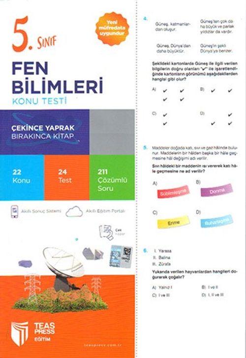 5. Sınıf Fen Bilimleri Yaprak Test Çek Kopar (Yeni Müfredat)