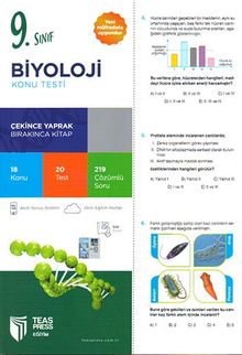 9. Sınıf Biyoloji Yaprak Test Çek Kopar (Yeni Müfredat)