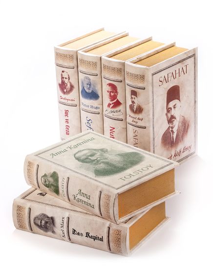 Kitap Şeklinde Ahşap Kutu - Tarih ve Yazarlar Seti (6 Kutu)