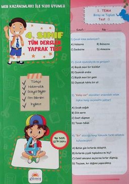 4. Sınıf Tüm Dersler Yaprak Test