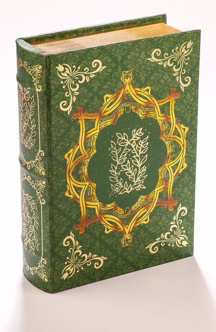 Kitap Şeklinde Yaldızlı Ahşap Kutu - Zeytin Dalı