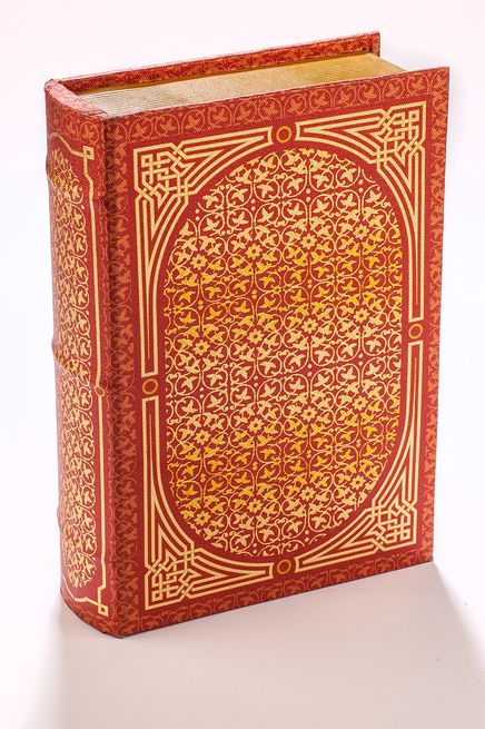 Kitap Şeklinde Yaldızlı Ahşap Kutu - Çiçek Figürlü