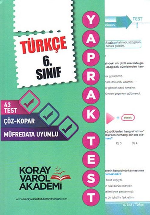 6. Sınıf Türkçe Yaprak Testi