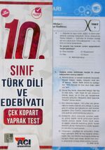 10. Sınıf Türk Dili ve Edebiyatı Çek Kopart Yaprak Test