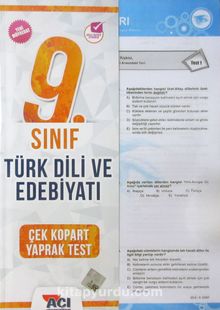 9. Sınıf Türk Dili ve Edebiyatı Çek Kopart Yaprak Test