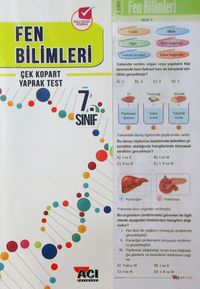 7. Sınıf Fen Bilimleri Çek Kopart Yaprak Test