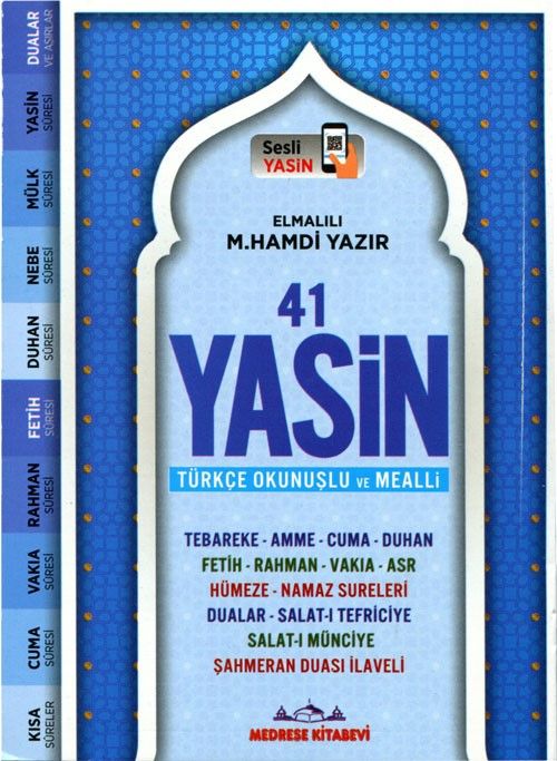 41 Yasin Türkçe Okunuşlu ve Mealli, Sesli Fihristli (Hafız Boy, Mavi Kapak) 