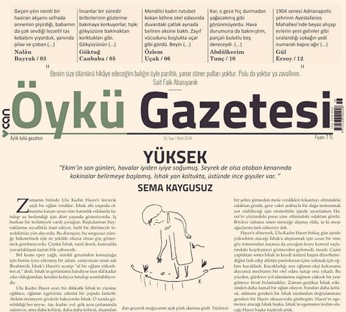 Can Aylık Öykü Gazetesi Sayı:18 Mart 2018