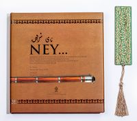 Ney Kitabı + Bambu Ayraç Motifli Baskı - Turkuaz Lale