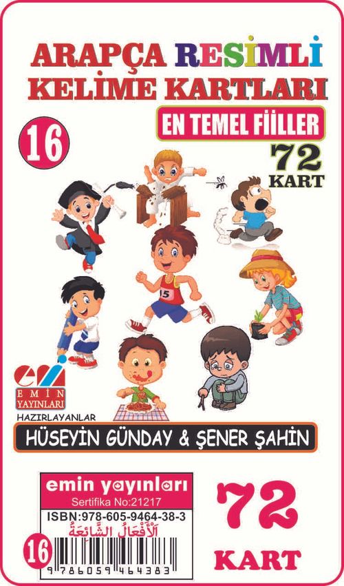 Arapça Resimli Kelime Kartları 16 En Temel Fiiler (72 Kart)