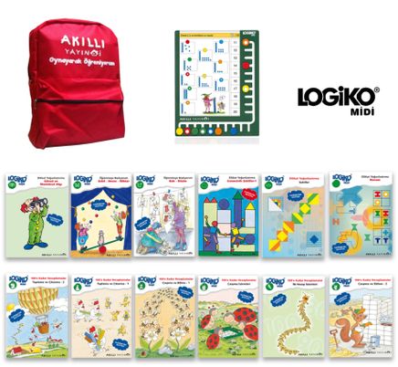Logiko Midi Akıllı Düğmeler 6-8 Yaş 100’e Kadar Hesaplamalar  (12 Kitapçık+Logiko Çerçeve)