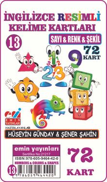 İngilizce Resimli Kelime Kartları 13 / Sayı - Renk – Şekil