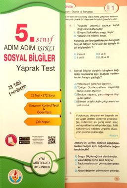 5. Sınıf Adım Adım Işıklı Sosyal Bilgiler Yaprak Test 