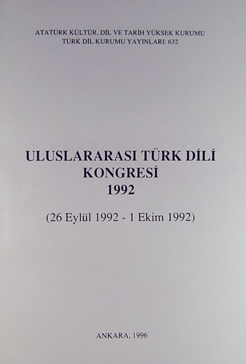 Uluslararası Türk Dili Kongresi 1992 (26 Eylül-1 Ekim 1992)