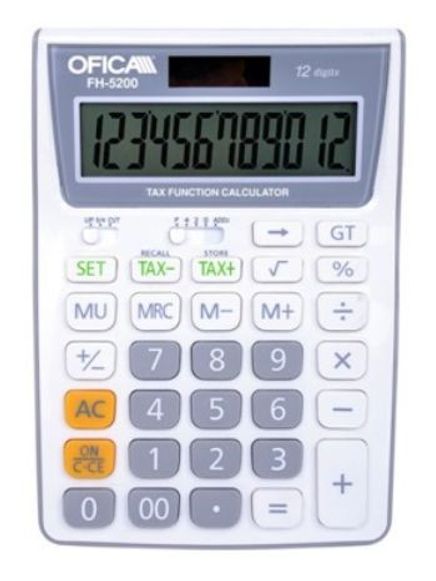 Ofica FH-5200B 12 Hane TAX'lı Masa Tipi Hesap Makinası Beyaz