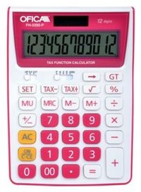 Ofica FH-5200P 12 Hane TAX'lı Masa Tipi Hesap Makinası Pembe 