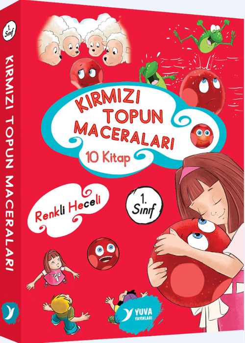 1. Sınıf Kırmızı Topun Maceraları Renkli Heceli-Düz Yazı (10 Kitap)