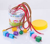 Okul Öncesi Eğitici Oyun İpe Boncuk Dizme  (36 Parça -Orta Boy)