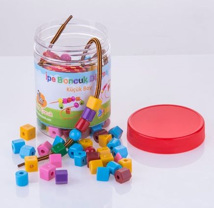 Okul Öncesi Eğitici Oyun İpe Boncuk Dizme  (120 parça-Küçük Boy)