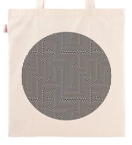 Askılı Bez Çanta - Optik İllüzyon - Labirent