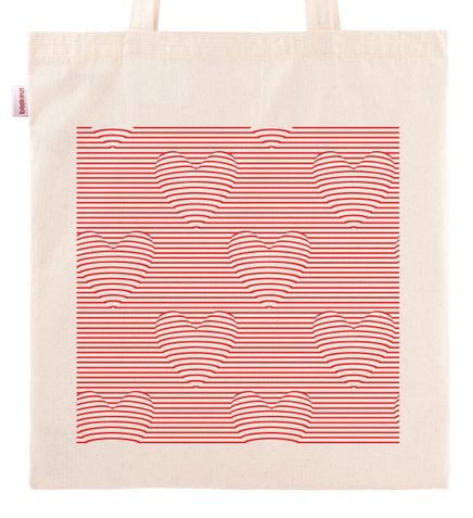 Askılı Bez Çanta - Optik İllüzyon - Kalpler