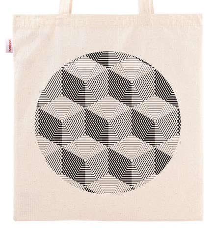 Askılı Bez Çanta - Optik İllüzyon - Çokgen Küp