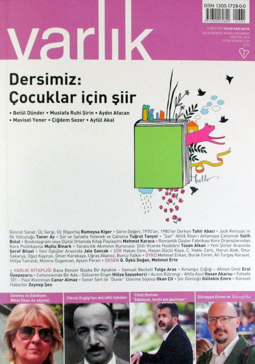 Varlık Aylık Edebiyat ve Kültür Dergisi Ağustos 2018