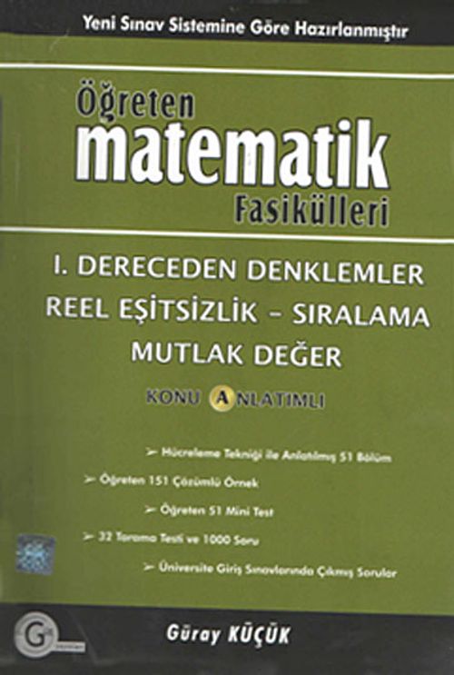 1.Dereceden Denklemler Reel Eşitsizlik-Sıralama Mutfak Değer / Konu Anlatımlı / Öğreten Matematik Fasikülleri