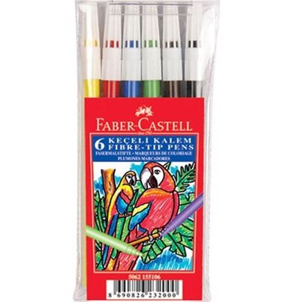 Faber-Castell Keçeli Boya Kalemi 6'lı Poşet (5062155106)