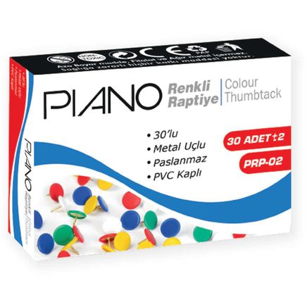 Pıano Raptiye Hart-002 Renkli Başlıklı (36'lı Paket)