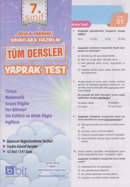 7. Sınıf Tüm Dersler Yaprak Test